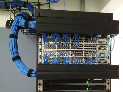 very organized cables connected to a rack