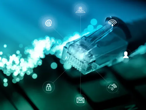 ethernet cable with related service icons around it