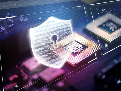 digital padlock logo on a screen