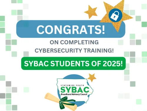 A celebration image congratulating the SYBAC students for completing their cybersecurity training