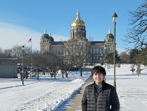 Ben in front of the Iowa Capitol Building