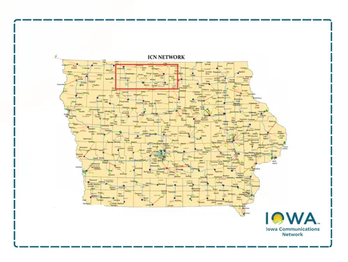State of Iowa map highlighting Mason City, Garner, Algona, and Estherville 
