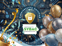 a celebration of confetti, streamers, and balloons for the SYBAC students getting their cybersecurity certification