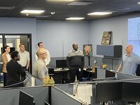 Students looking at screens at the Iowa Communications Network office.