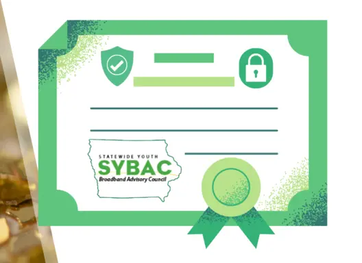 cartoon certificate with the SYBAC Logo on it
