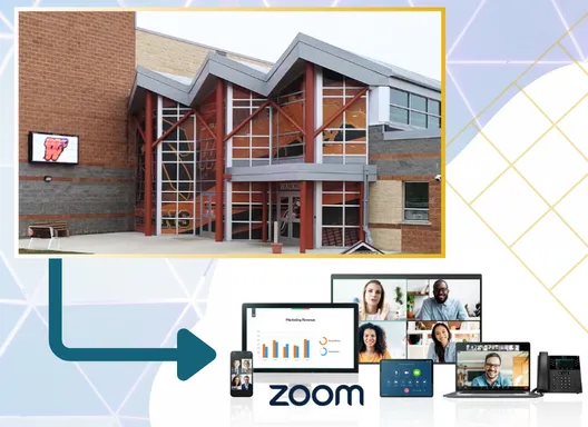 Allamakee school with a variety of Zoom products around it