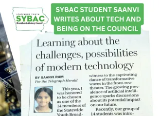 Photo of Saanvi and newspaper clipping of her article