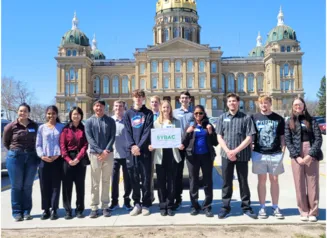 2024-2025 SYBAC students in front of the Iowa State Capitol building