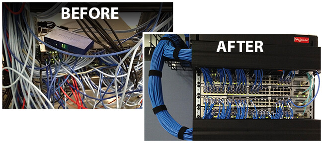 before and after images of cable organization