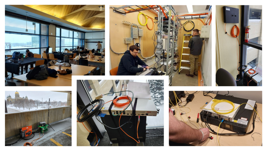 Photo gallery of cabling and equipment being installed for the Iowa Caucus