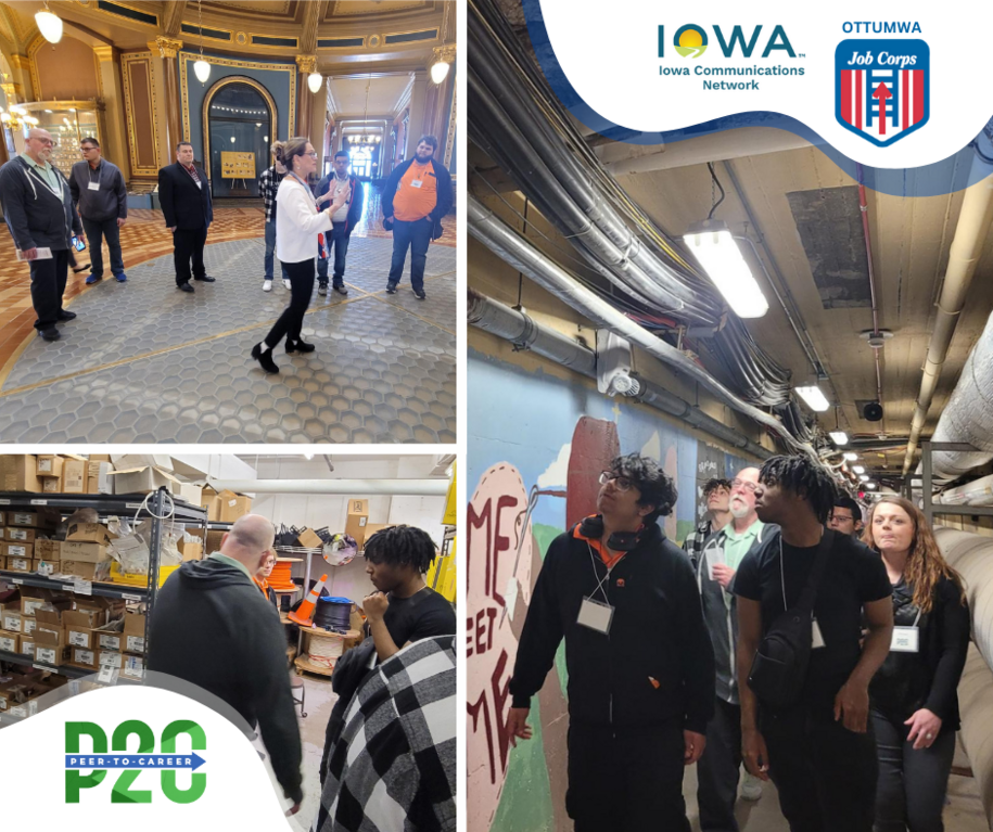 The Ottumwa Job Corps NCI trainees learning about government and technology during their Des Moines visit on April 8, 2024.